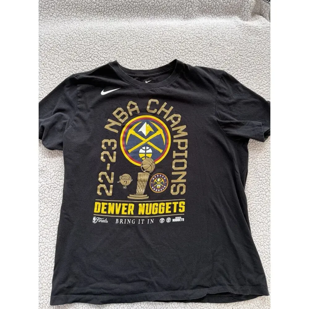 Denver Nuggets Shirt Adult XL Black‎ NBA Champions Nike Basketball Mens